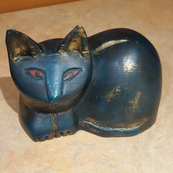 Vintage hand carved wooden cat - Picture 5 of 6